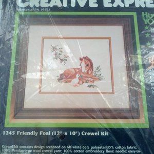 VTG 1984 crewel kit friendly foal picture NOS